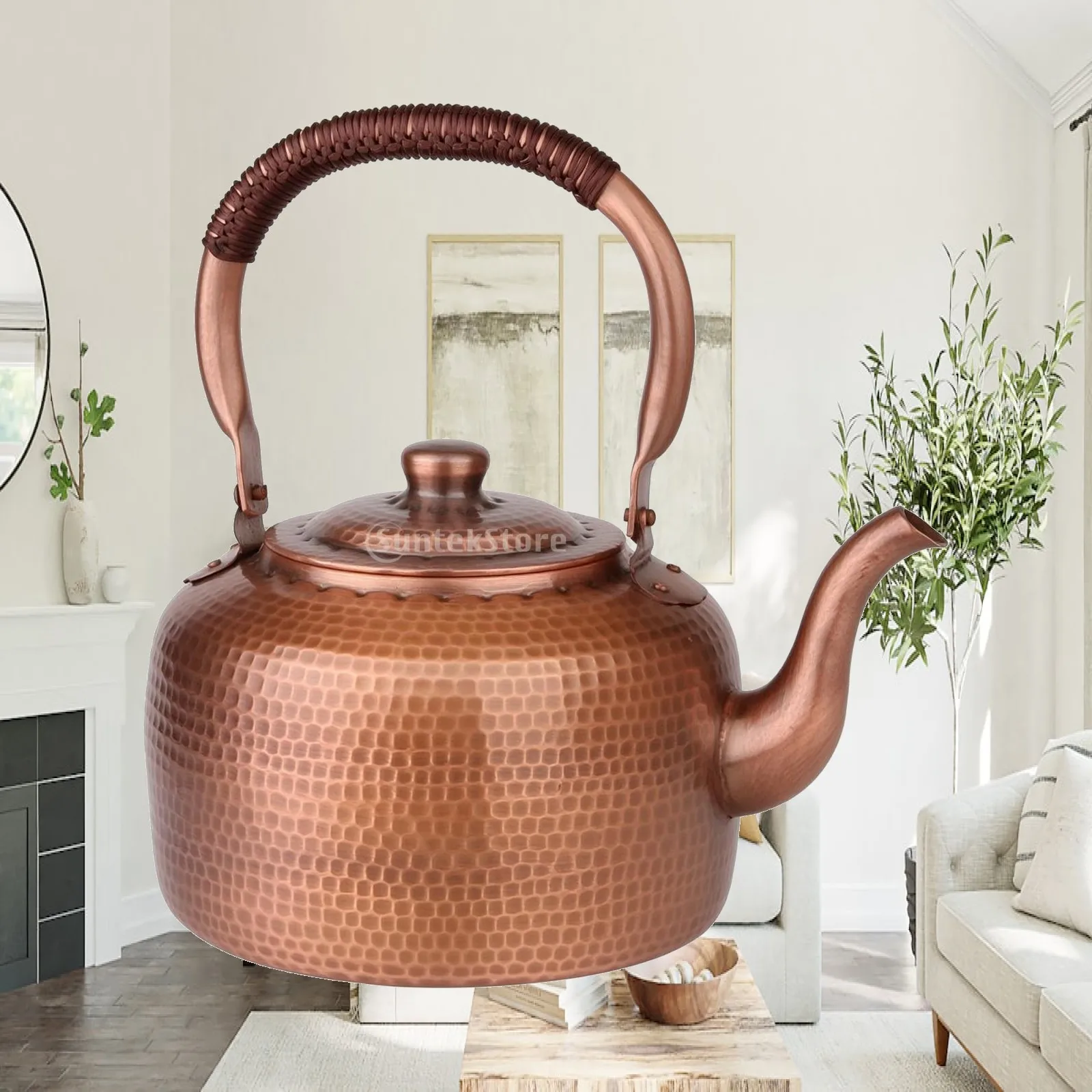 Traditional Copper Kettle for Boiling Water Vintage Teapot Stovetop Purple Copper Tea Pot Home Kitchen Decor Gift