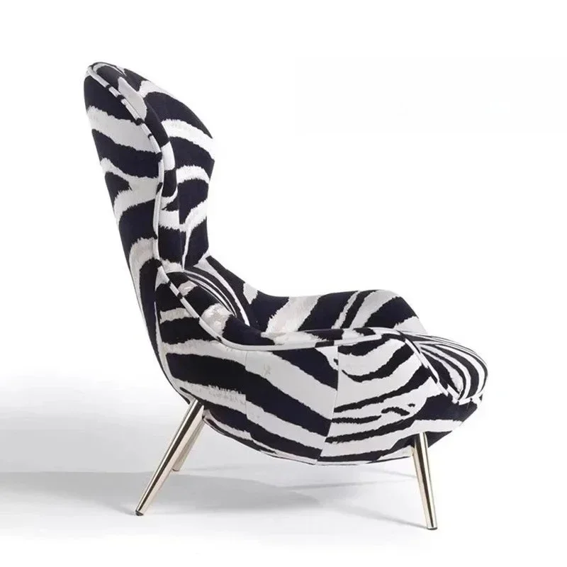 QQLight Luxury Fabric Sofa Chair Household High-end Art Armchair Creative Leopard Print Leisure Chair