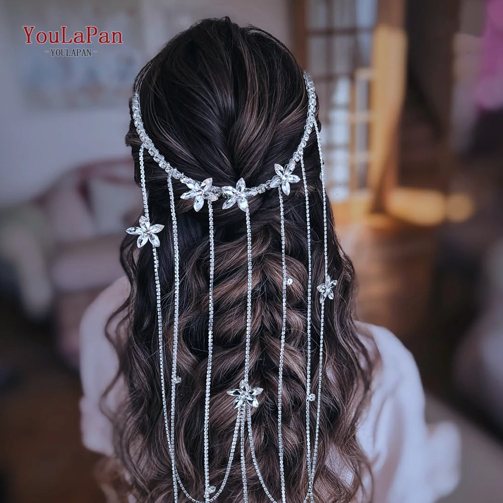 

YouLaPan Romantic Long Tassel Headband Exquisite Bride Hair Vine Gorgeous Girls Headdress Elegant Wedding Hair Accessories HP959