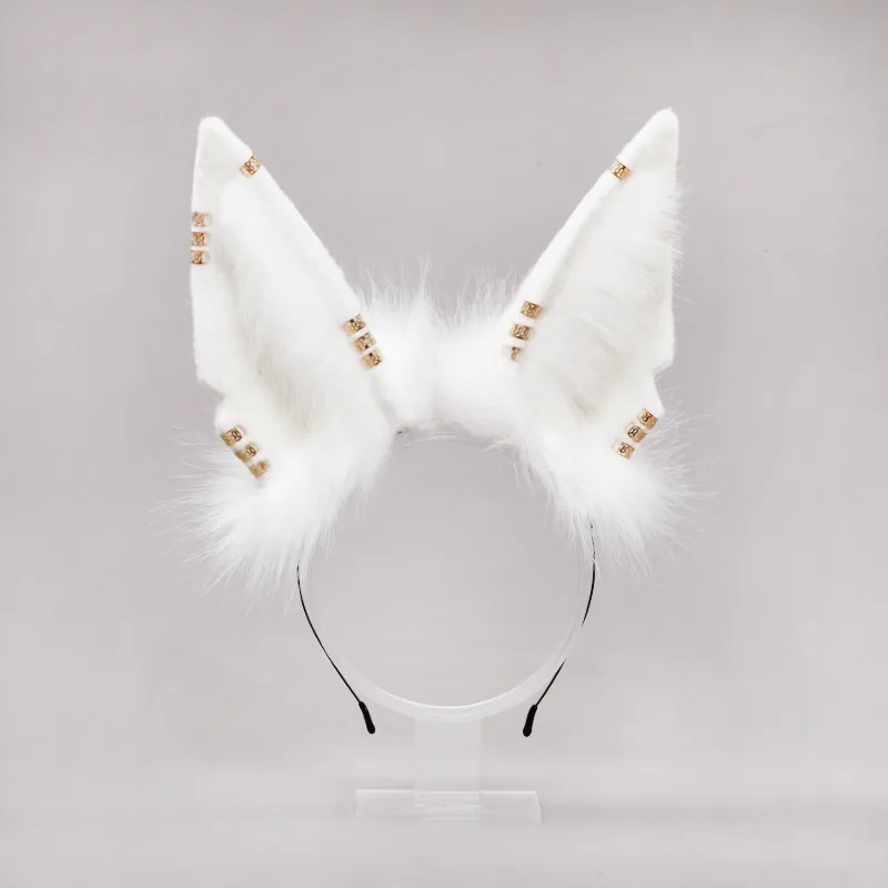 Simulation Furry Wolf Ear Anime Costume Headdress Egyptian Grim Reaper Cosplay Headband Animal Prop Disguise Clothes Accessories