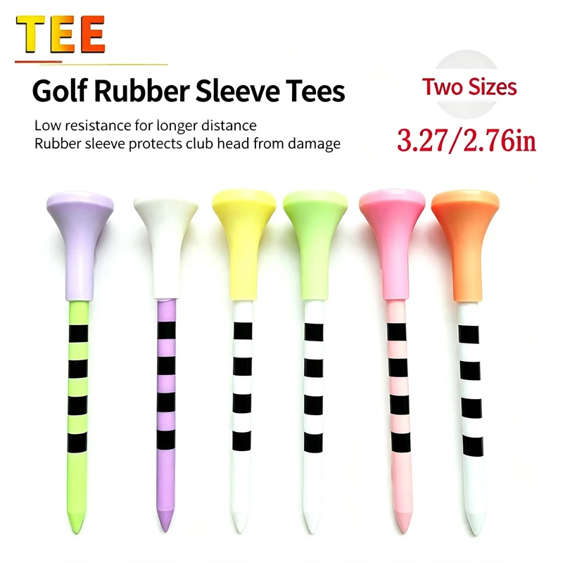 Golf Soft Rubber Base Ball Stud With 70/83mm Two Specifications Plastic Ball TEE With Stripes 6pcs Durable And Hitting Resistant