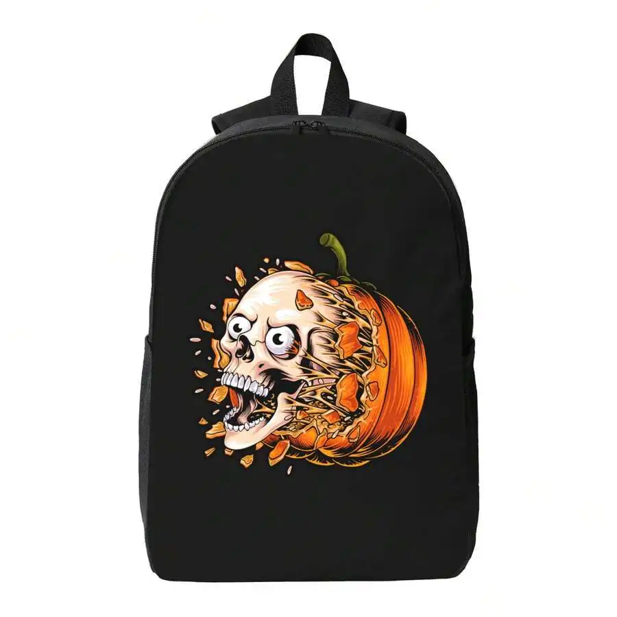 Skull Pumpkin Print Backpack For Adults Travel School Computer Bag Unisex Daypack