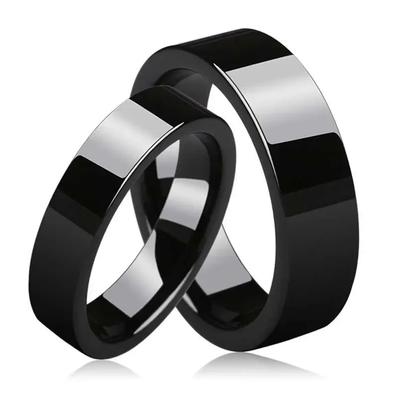 51JEWELRY 3-6mm Black Stainless Steel Customized Rings Couple Rings for Men and Women LOVER'S Ring Scratch Resistance