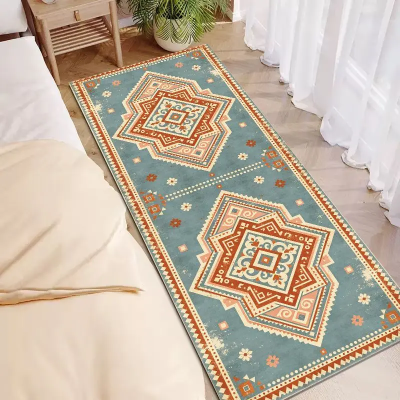 VIKAMA Bohemian Ethnic Tribe-Style Carpet, Anti-Slip Long-Strip Corridor Walkway Mat, Kitchen Floor Mat, Home Decoration