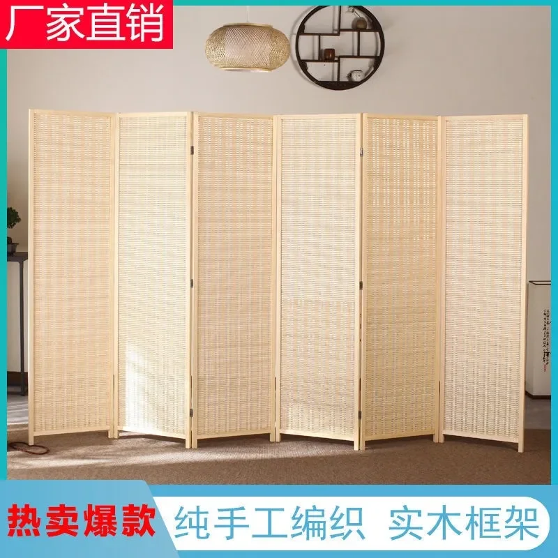 Solid Wood Bamboo Folding Screen Mobile Partition Simple Modern Room Divider for Living Room Bedroom Home Office Shelter
