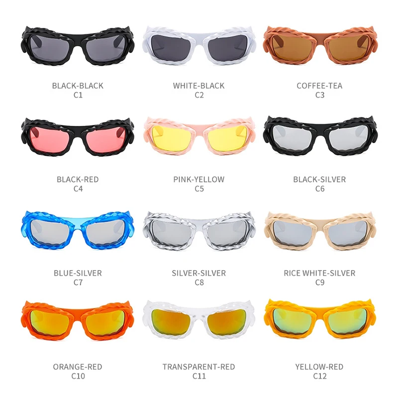 New Goggle Hot Girl Sunglasses Futuristic Trendy Steampunk 2000\'s Oval Sun Glasses Women Men Irregular Punk Eyewear Fashion