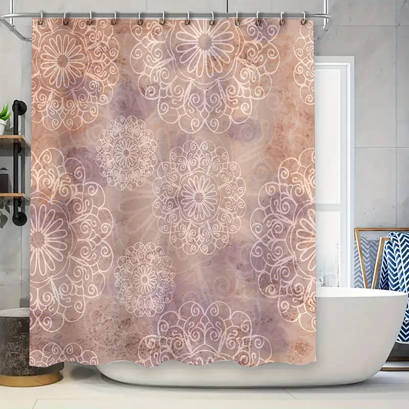 

Занавеска для душа с рисунком вазы, серо-розовая декоративная занавеска для ванной комнаты, удлиненный размер для домашнего использования