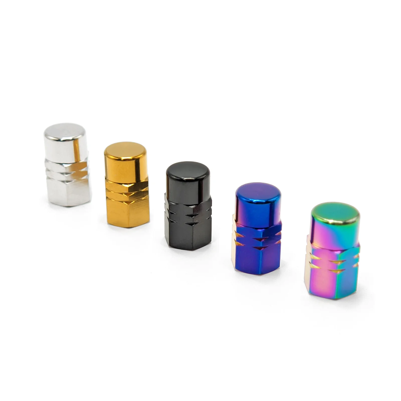 Grade 5 Titanium Car Tire Valve Caps Stem Cover Wheel Rim Nuts Hexagon Screw-On Design  (16 x φ 8.9 mm)