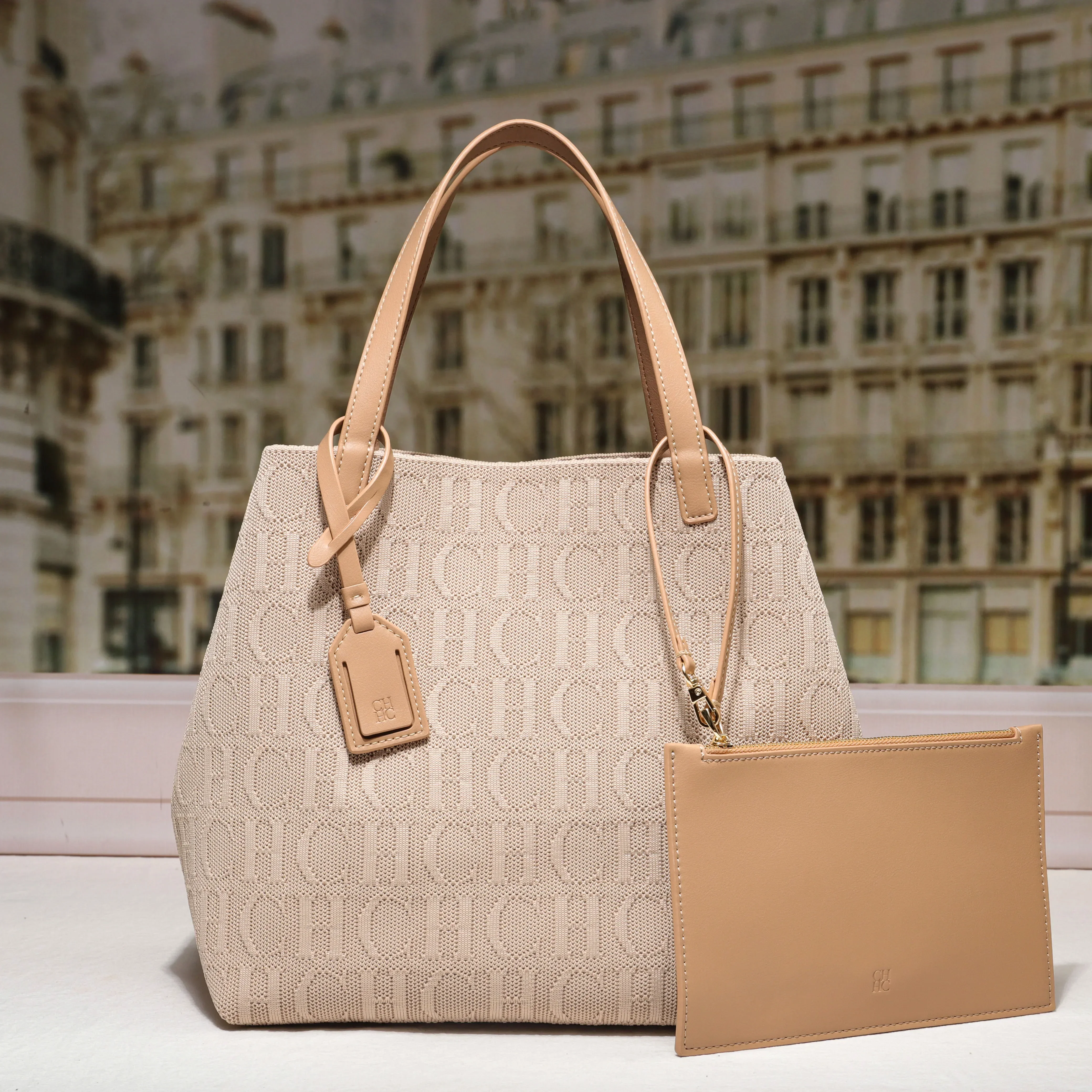 A classic mother and child bag woven material with super large capacity women's handbag and exquisite color matching