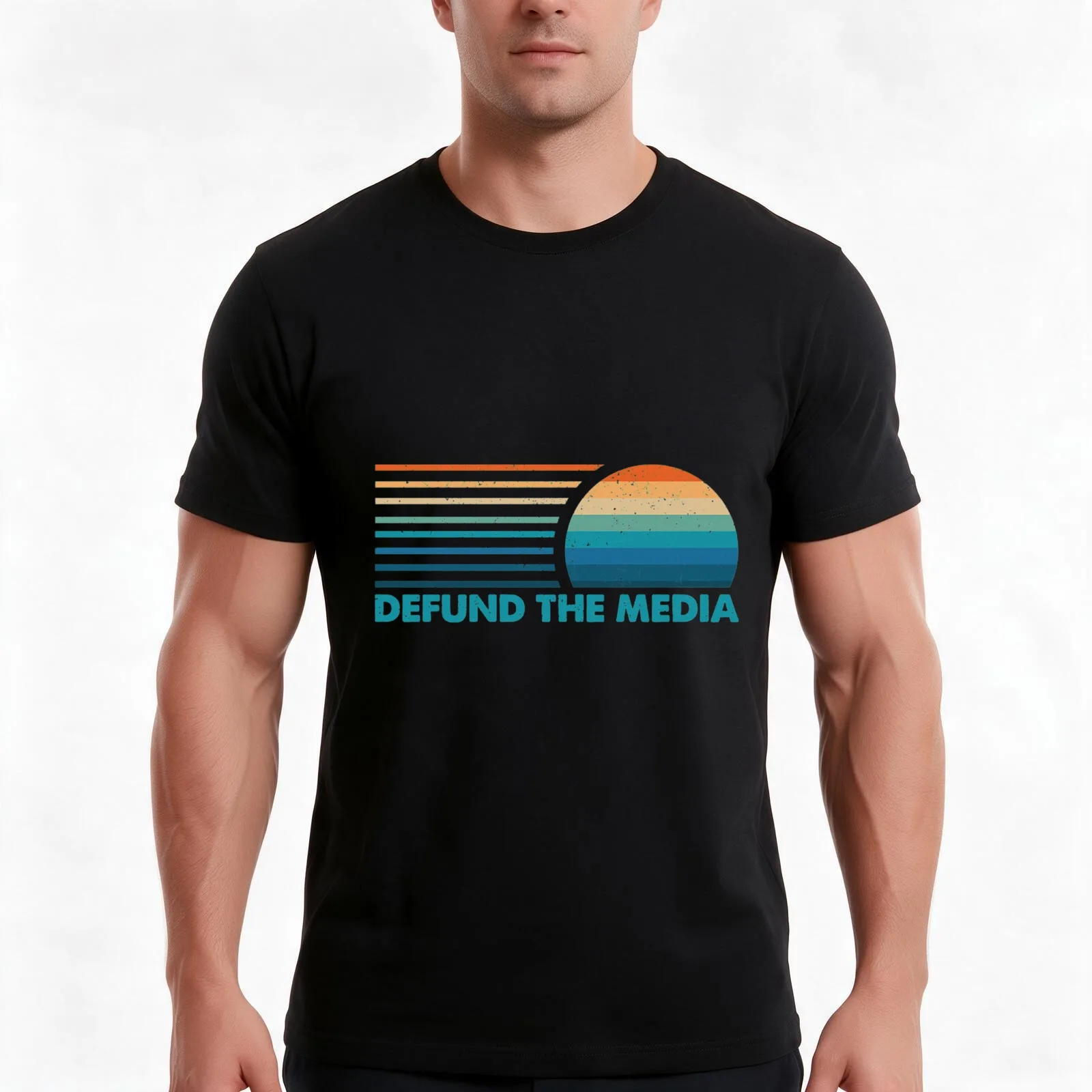 Defund The Media T-Shirt Summer Casual Cotton Tee Oversized Streetwear Tops Vintage Graphic Print Loose Fit Short Sleeve