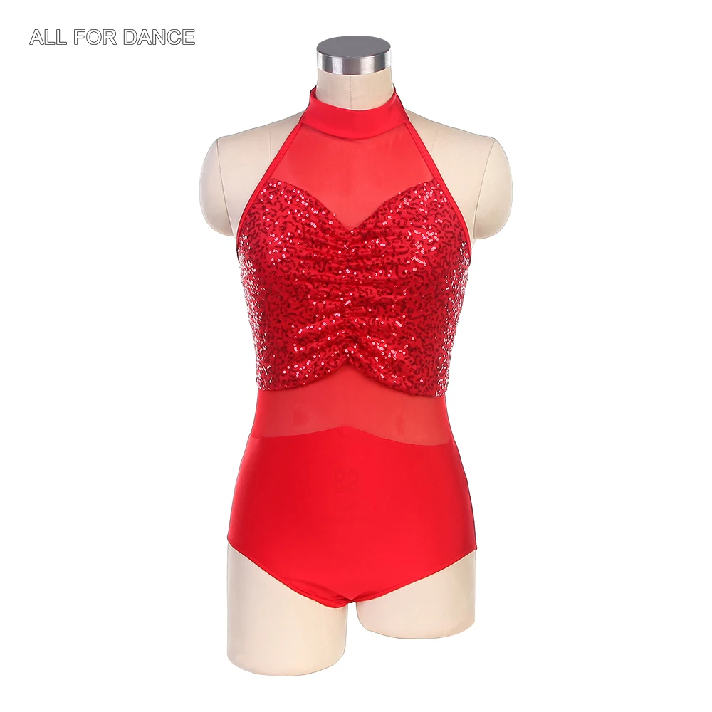 17098 Adult Ballet Wear Halter Zsa Zsa Sequin Spandex With Mesh Bodice Dance Leotard For Stage Performance Dance Costume