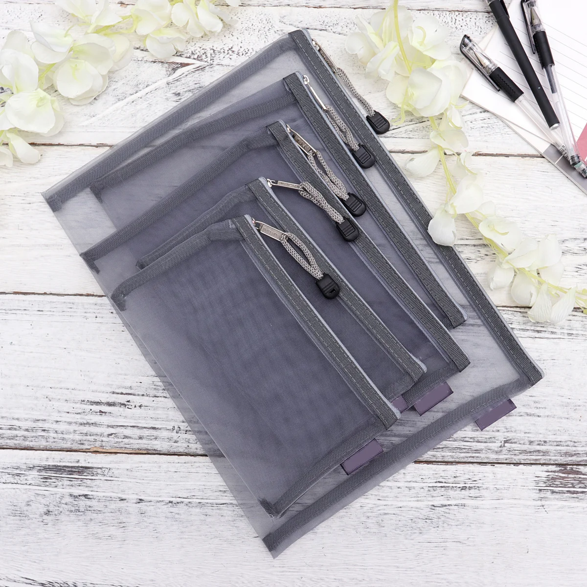 

5 шт., однотонная многоразовая сетчатая сумка для канцелярских принадлежностей, пенал A4 A5 A6 для хранения офисных школьных документов, сетчатая сумка для файлов