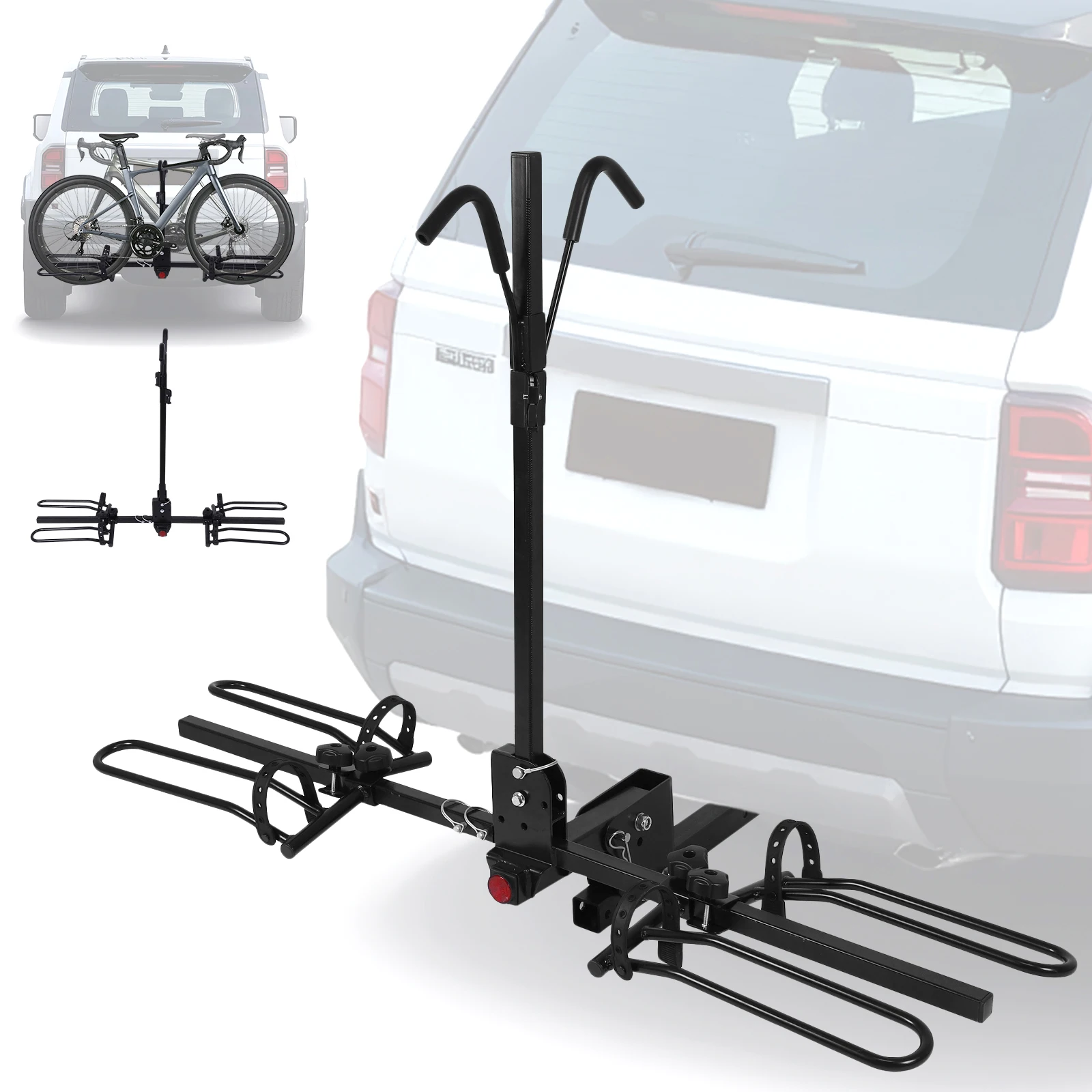 

Hitch Mount Bike Rack Rear Trailer Steel Mount Rack Bike Rack Hitch Titling and Folding Bike Carrier Anti Tilt Bicycles Racks