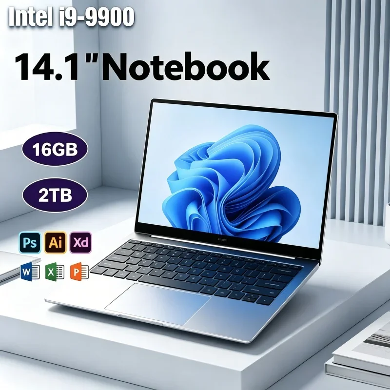 

Portable 14.1 Inch Business Notebook Intel Core I9-9900 Chip Dual RAM Configurations Light Laptop for Daily Office Work & Travel