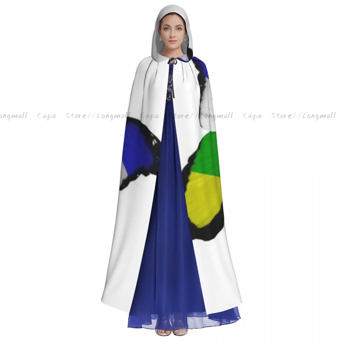 Witch Cloak Central African Republic Flag Butterfly Flying Halloween Cosplay Costume Unisex Adult Cloak Retro Ages Cape