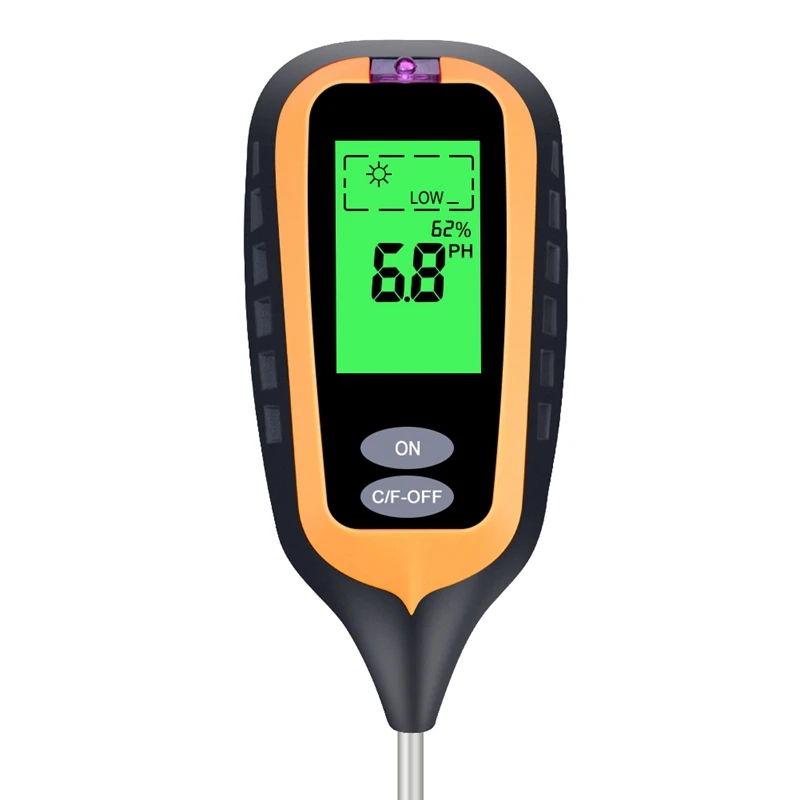 Medidor de ph do solo 6 em 1, fertilidade, umidade do solo, luz solar, umidade ambiente, testador de temperatura, detector de monitor, jardim, analisador soli