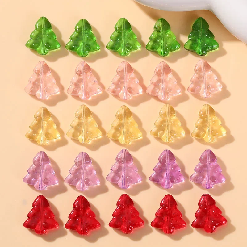 20Pcs Glass Christmas Tree Beads Transparent Color Czech Lampwork Loose Beads For Jewelry Making DIY Bracelet Necklace 15*16mm