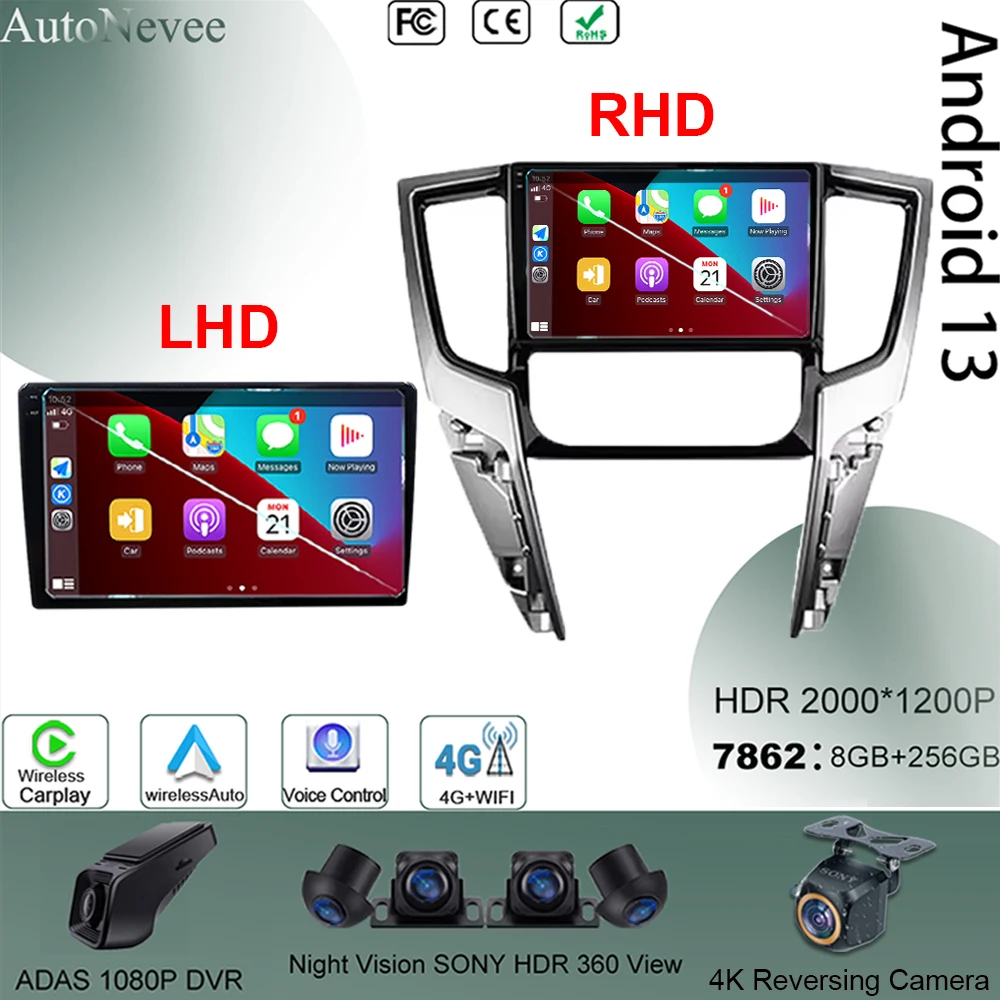 Android 13 For Mitsubishi L200 5 2018 - 2021 LHD RHD Multimedia Car Player Auto No DVD Radio Navigation GPS Stereo Head Unit BT