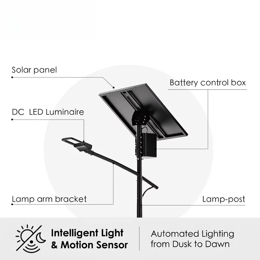 Outdoor monocrystalline silicon solar aluminum LED street light IP66 waterproof, induction control