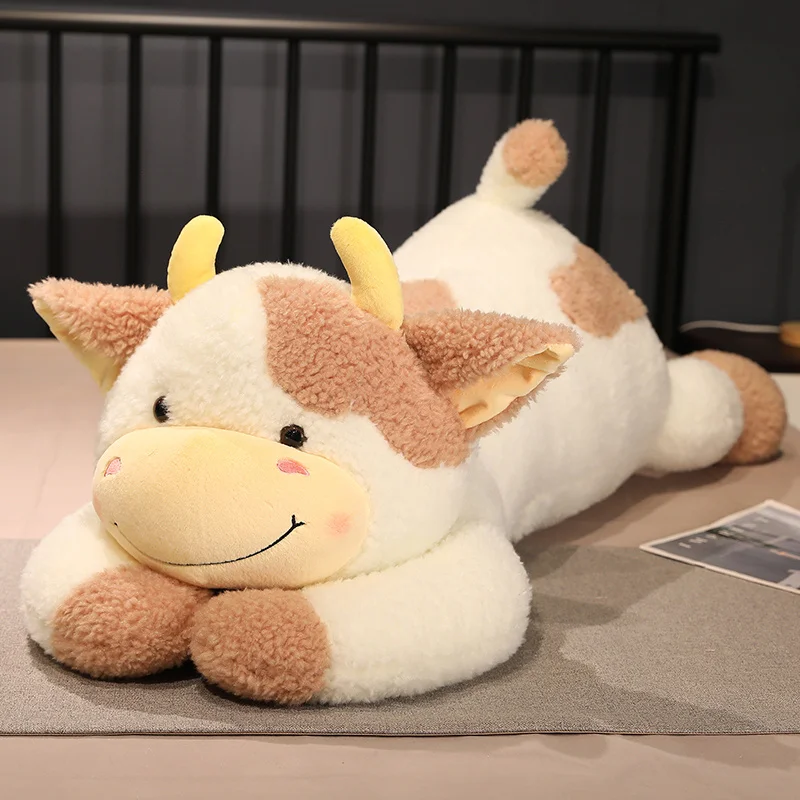 90cm/110cm Lovely Milk Cow Plush Toys Cartoon Stuffed Animal Cattle Dolls Sleeping Pillow For Baby Girls Birthday Gifts