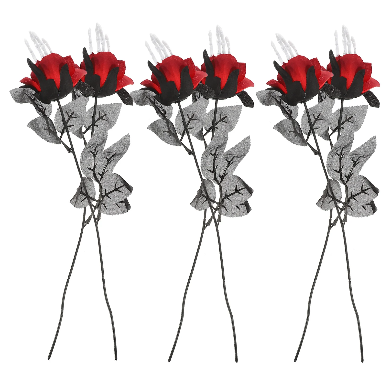 

6Pcs Halloween Hand Rose Fake Flower Bouquet Vivid Realistic for Party Decoration Halloween Rose Decor