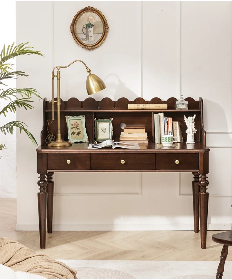 

Комбинация французской ретро-настольной стойки из чистого бревна, комбинация мебели из орехового дерева для изучения Америки