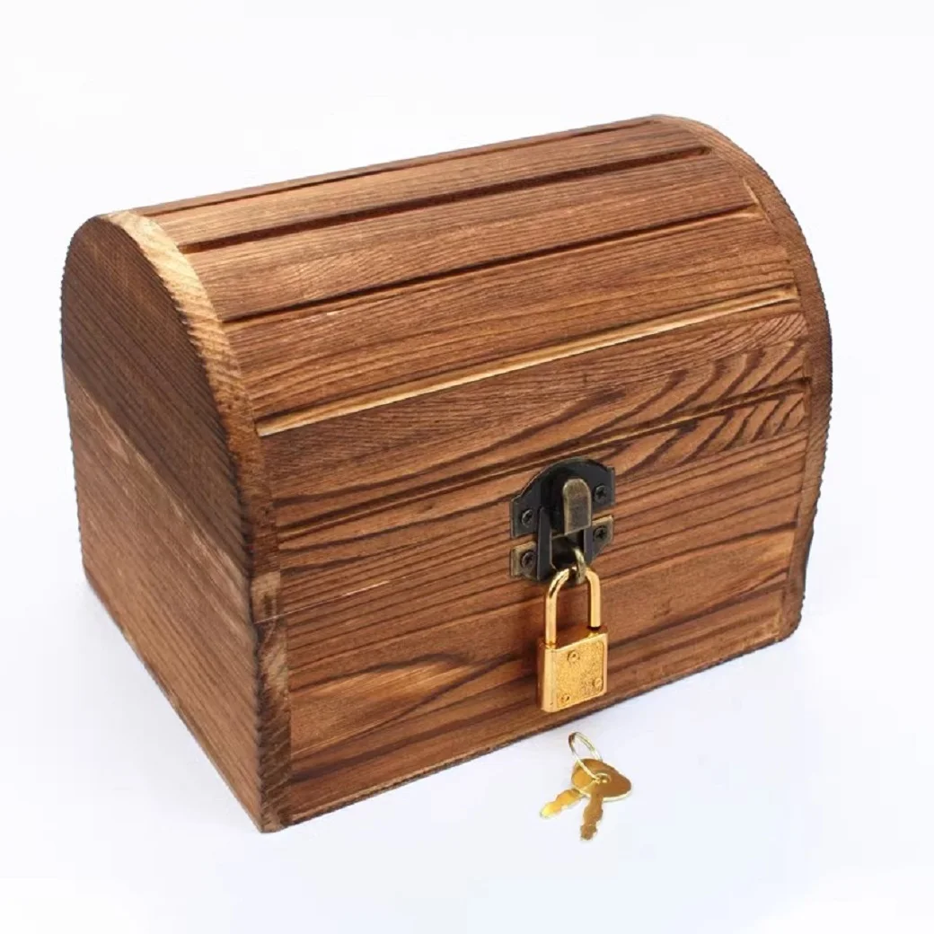 Storage Wooden Box Game Activity Treasure Hunt Hidden Treasure Box with Lock Reward Treasure Props
