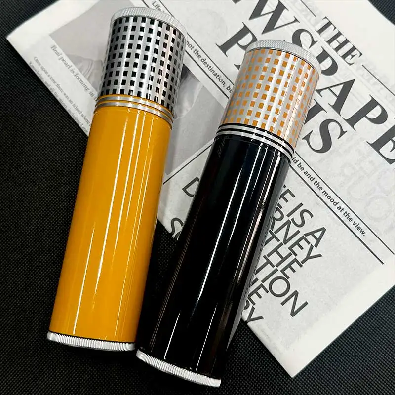 

Metal Stainless Steel Portable Cigar Case Box for Travel 3 cigars Moisturizer Humidor Storage Tube Smoking Accessories Gift 97