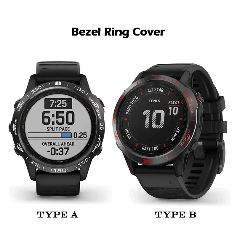 Bezel for Fenix 6 6X Pro/Fenix 7X 7 Watch Stainless Steel Adhesive Cover Anti-Scratch Protector Cover Ring for Garmin Fenix 6X