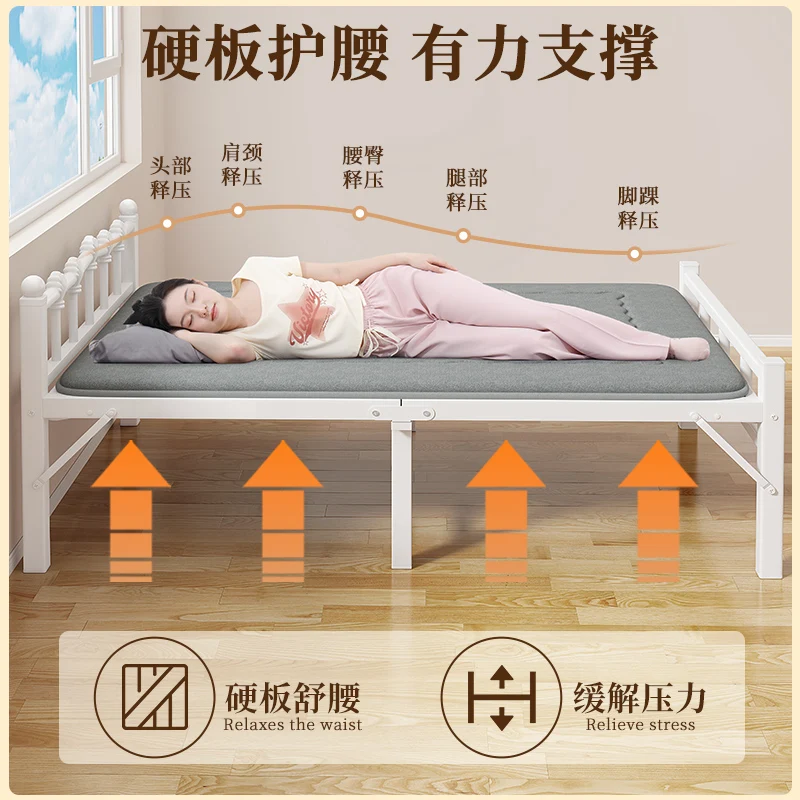 

2025 Folding Bed Household Bedroom Simple Single Bed Office Nap Artifact Rental Room Adult Iron Bed