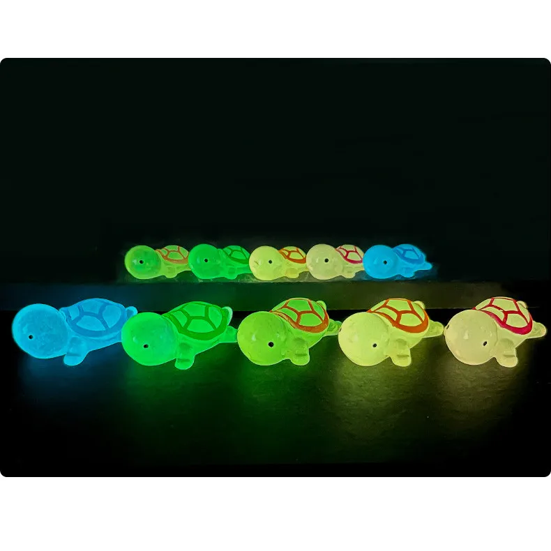 10 قطعة الحلي السلحفاة الصغيرة المضيئة اللطيفة المتوهجة في الظلام المنمنمات السلاحف المشهد الصغير الاطفال اللعب ديكور المنزل هدية #4
