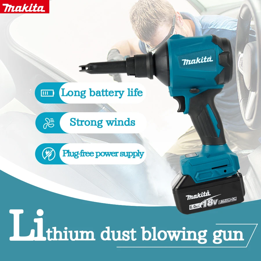 Makita Dust Blower DAS180 18V LXT Cordless Brushless 150m/s 2.8N with Nozzle Multifunction Dusting Machine Inflator Tool