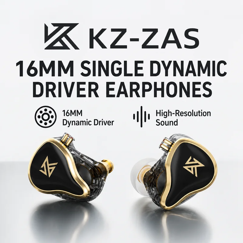 Kz Zas In-Ear 16-Cell Ring Iron Wired Headphones Subwoofer Hifi Eat Chicken Game Fever With Wheat Headphones