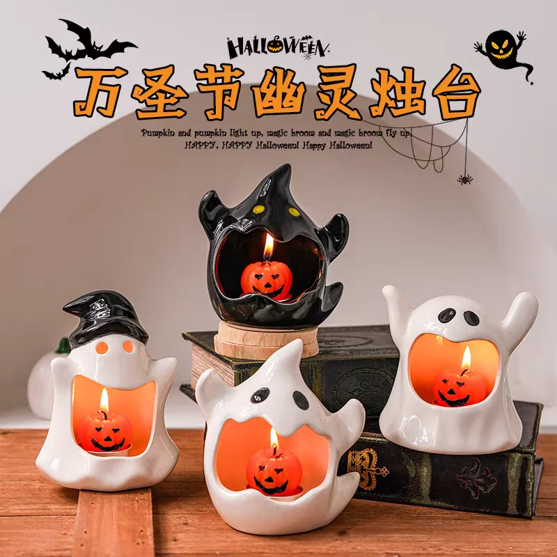 Whimsical Cartoon Ghost Trash Can – Cute Office Decor, Living Room & Home Essentials, Halloween Storage Candle Holder