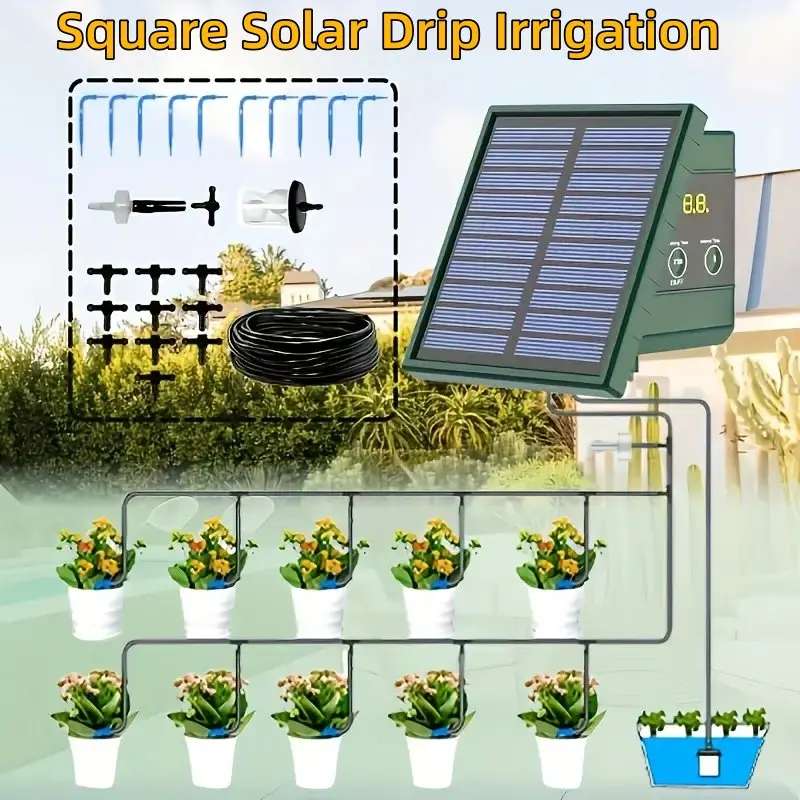 

New Solar Irrigation System DIY Square Solar Drip Irrigation Belt With10 Drip Heads Suitable For Gardens Courtyards Orchards