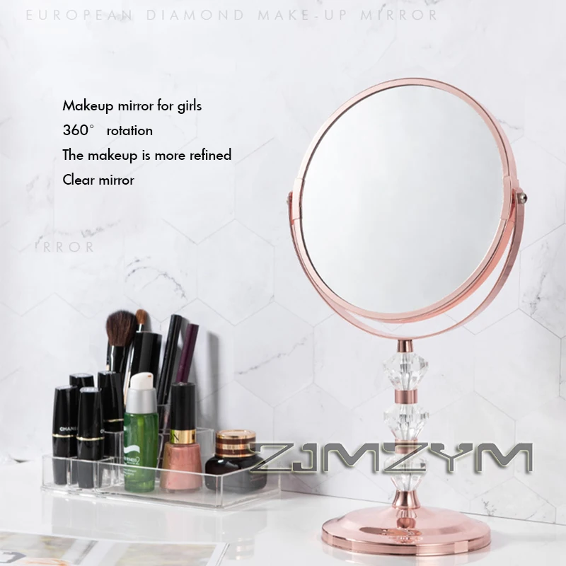 Miroir de maquillage HD double face avec support en métal, miroir de bureau à percussion 6.5 °, miroir de salle de bain pour fournitures de chambre à coucher, 360 pouces