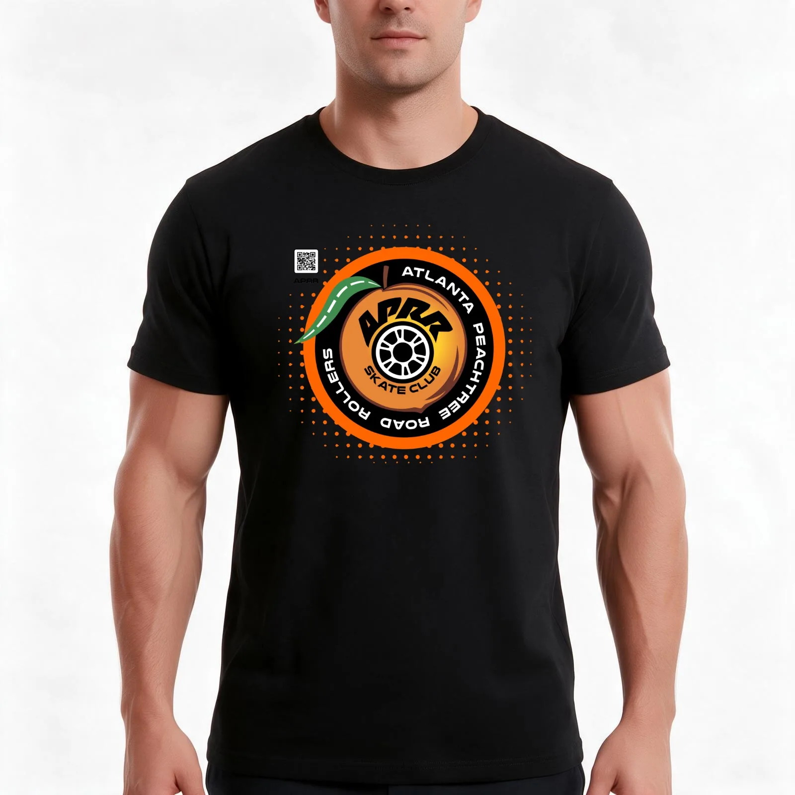 APRR Atlanta Skate Club Color Halftone with QR code T-Shirt, Summer Casual Cotton Tee, Oversized Streetwear Tops, 100% Cotton