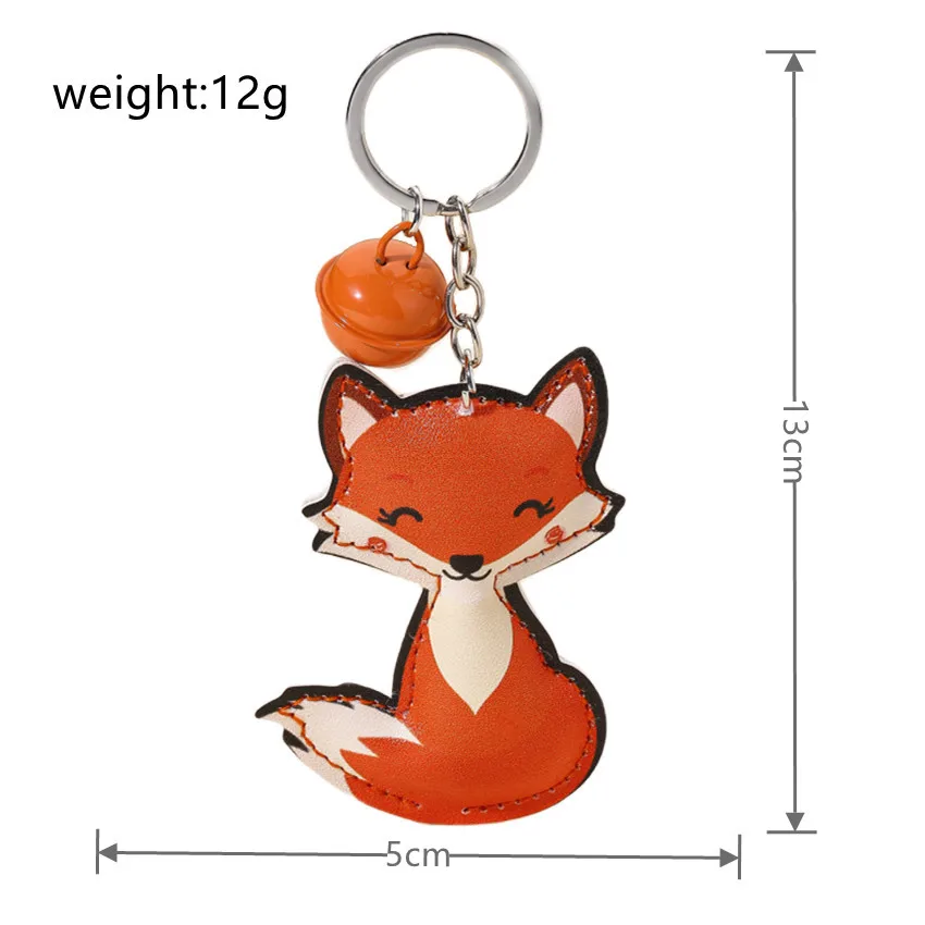 New PU Cotton Filled Bell Fox Pendant Bag Pendant Versatile Cartoon Animal Car Keychain Accessories Wholesale