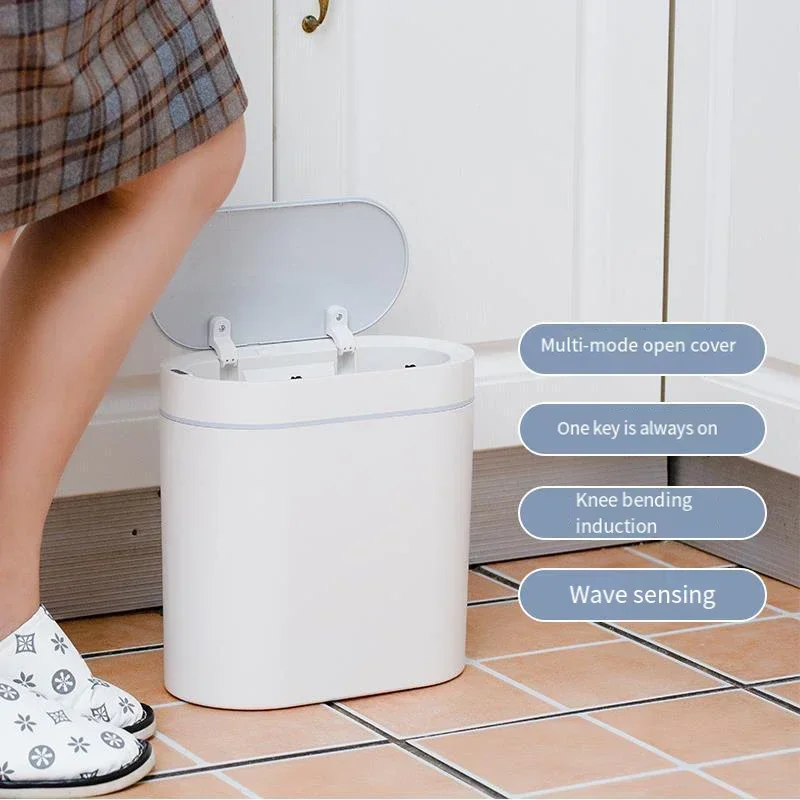 

7л/9л мусорный бак с умным датчиком для гостиной, кухни, мусорное ведро для ванной комнаты, водонепроницаемая банка для хранения с узким швом