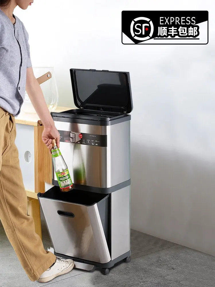 High Grade Dual Compartment Waste Bin Foot Operated Design Household Sorting Bin No Bending Needed