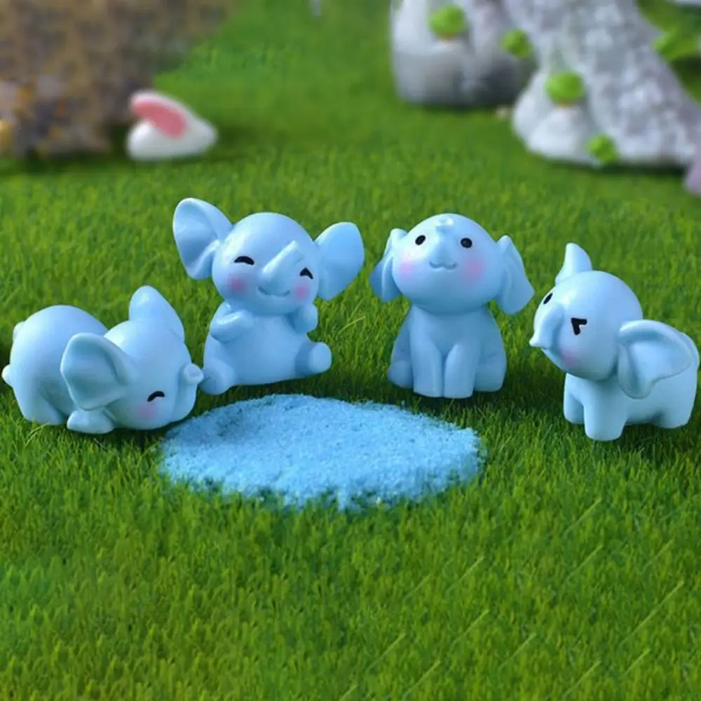 Creative Cute Elephant Ornaments DIY Cartoon Resin Animal Model 3D Elephant Micro Landscape Garden Supplies
