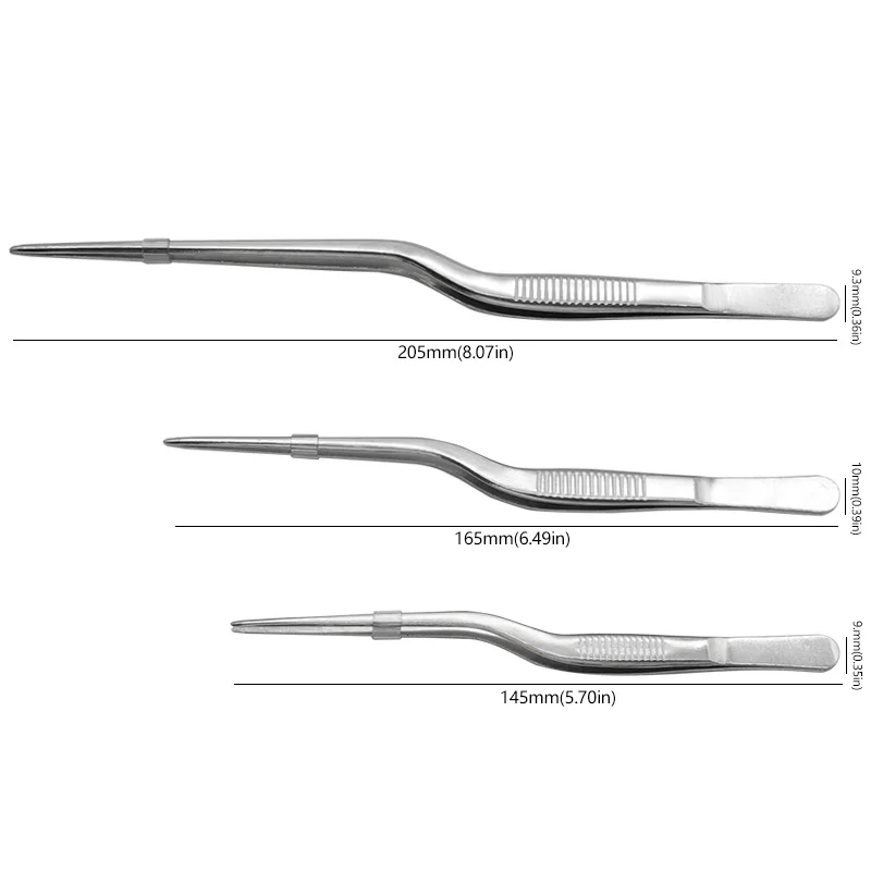 1PC Tweezers Atraumatic Forceps Angled Clamp Stainless Steel Tweezers Tool 14cm/16cm/20cm