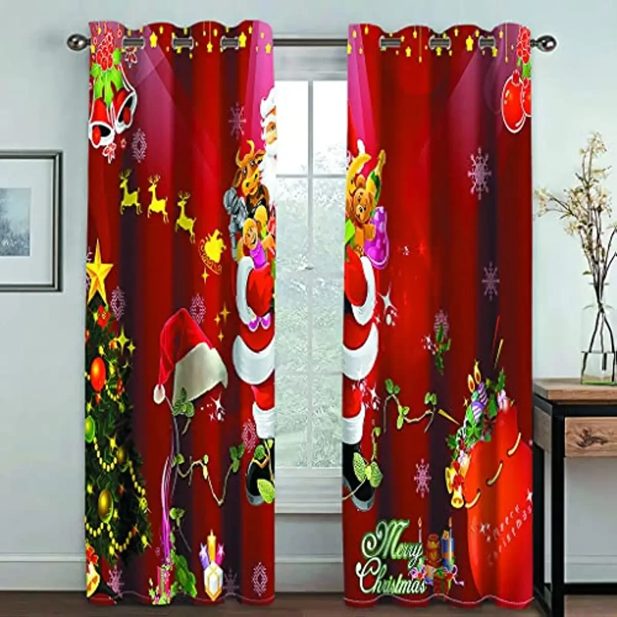 

Santa Claus Christmas Decoration Christmas Blackout Curtains 3D Print Window Curtain Bedroom Living Room Decor Window Treatments