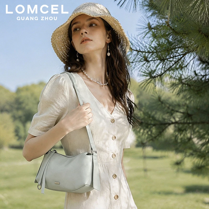 LOMCEL 250 Leather Korean niche design luxury moon-shaped underarm bag for women, new style, minimalist, suitable for daily comm