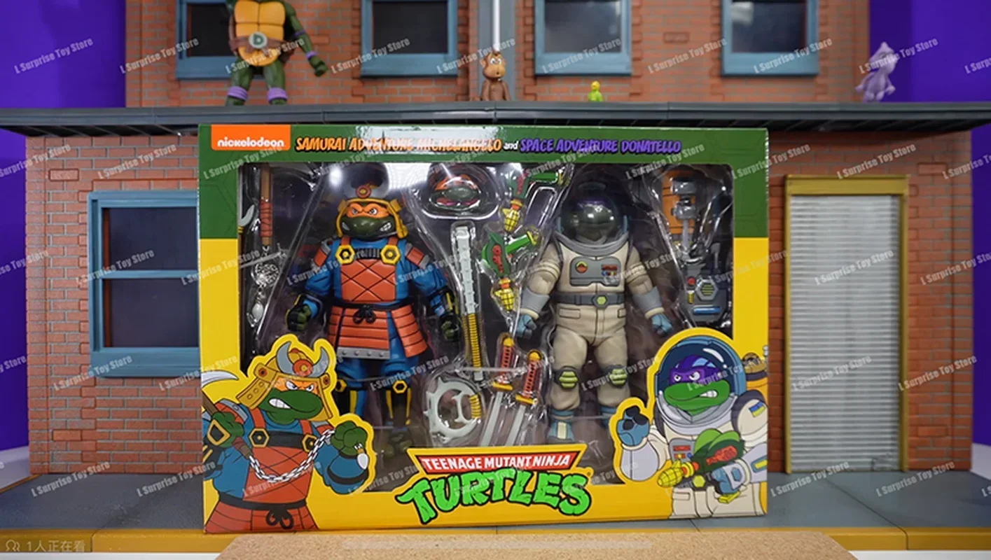 NECA Tmnt Trutles Figures Space Adventure Donatello Samurai Adventure Michelangelo Anime Action Figure Statue Figurine Gift Toys