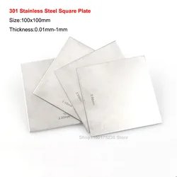 Thick 0.01mm-1mm 301 Stainless Steel Square Sheet Plate 100x100mm Flat Brushed Metal Polished Plate Customized Size