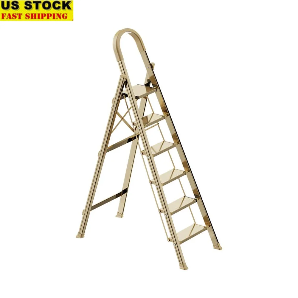 6-Step Folding Aluminum Step Ladder Lightweight Portable Stepladder with Wide Anti-Slip Pedal Sturdy & Durable 330lb Load