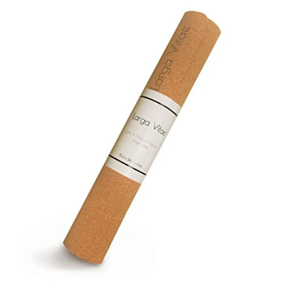

3mm Thick 72" x 24" Natural Rubber Cork Yoga Mat Hot Yoga Mat Non Toxic TPE-Free Sustainable Eco-Friendly Non-Slip Odor Resista