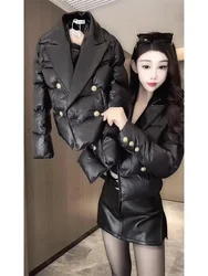 Winter light Cotton Jacket Women's Suit Collar Jacket Fashionable Slim Casual Versatile Cotton Jacket Warm Blazer Cardigan Trend
