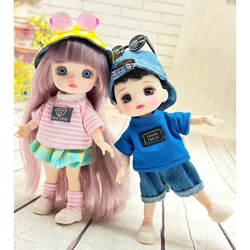 Mini Thoáng Mát Bé Trai Gái 16Cm Bjd 1/12 Quần Áo Búp Bê Kính Mũ Giày Thời Trang Dễ Thương Bóng-Khớp Quần Áo Búp Bê lên Nhà Diy Kid Đồ Chơi Quà Tặng